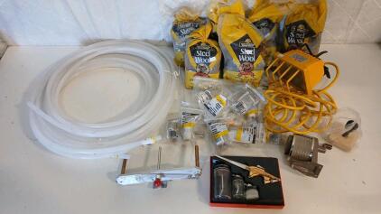 Mixed Lot: Utility Light, Berol Sharpener, Airbrush Kit, Watts Fittings