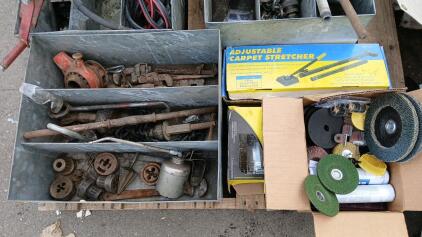 (1) Metal Organizer Box -21"L x18"W x8"H (10+) Grinder Disc's & More