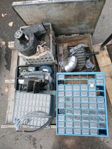(1) Crate Of Truck Chains (2) Organizers W/ Assorted Screws (3) Metal Storage Case & More