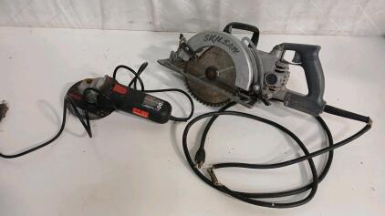 (1) Skilsaw Worm Drive Saw (1) 4 1/2" Angler Grinder