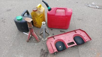 (2) Jack Stands (1) Kneeling Creeper (1) Gas Can & More