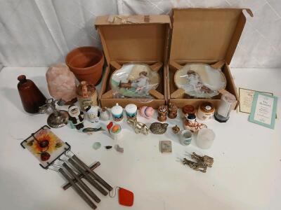 (1) Vintage Lighter (2) Vintage Collectable Plates (1) Vintage McCormick Platte Valley Corn Whiskey Bottle & More