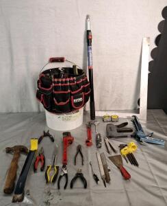 (1) Husky 5-Gallon Bucket Tool Organizer & Assorted Hand Tools