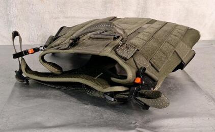 (1) ICEFANG Tactical Dog Harness - Hook & Loop Panels For Patch / Working Dog MOLLE Vest W/ Handle,No Pulling Front Leash Clip, 5 x Buckle, Large, Reflective Green