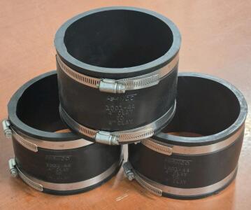 (3) FernCo 1001-44 Flexible Pipe Coupling - 4" Clay to 4" Clay