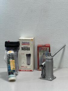 Pro-Lift 6-Ton Hydraulic Bottle Jack. This bottle jack has a capacity of 6 tons or 12,000 pounds (lbs), American Plumber Water Filter 3/4 inch Model W C34-PR,(1) Filter Model CW -F Cord Wound Sediment Cartridge.