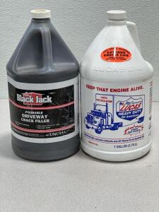 (1)Black Jack Pourable Driveway Crack Sealer. This product is a fast-drying, rubberized compound used for repairing cracks in asphalt and concrete surfaces,(1)Lucas Oil Heavy Duty Oil Stabilizer (Please read description)