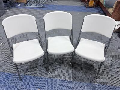 (3) Lifetime Foldable Plastic Chairs