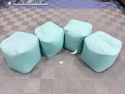 (4) Jaxx Luckie Outdoor Patio Bean Bag Ottoman in The Color Pale Aqua