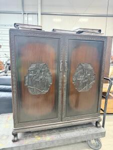 (1) Deeply Carved Antique Chinese Dresser - 50&rdquo;x45&rdquo;x19.5&rdquo;