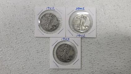 1942 Walking Liberty Half Dollar, U.S. Mint, 90% Silver