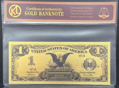 KL Gold-Plated Banknote, 24k Pure, United States Silver Certificate Design