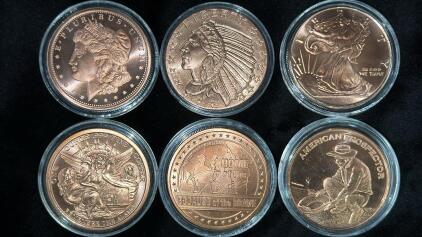 (6) 1oz. .999 Fine Copper Coins