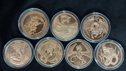 (7) 1oz. Legendary Dragon Series .999 Fine Copper Coins