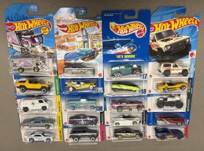 (20) Hot Wheels Die-cast Toy Cars Collection, Various Models, 1:64 Scale