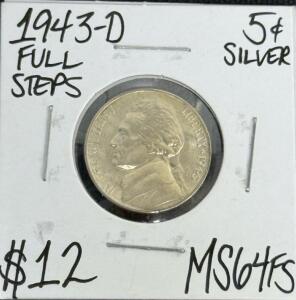 (1) 1943-D MS64FS Full Steps Silver War Nickel