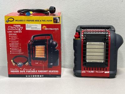 Mr. Heater Portable Buddy heater (Model MH9BX). This portable radiant propane heater is designed and approved for both indoor and outdoor use. (Like New) (Please Read Description)