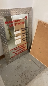 Safety report mirror and pin board