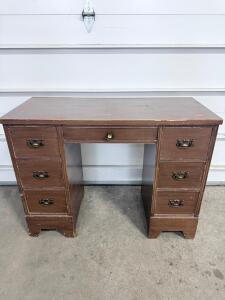 (1) Vintage Wooden 7 Drawer Desk - 40.5&rdquo;x30&rdquo;x18&rdquo;