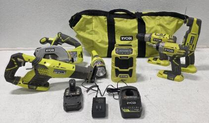 Ryobi One+ 18V Cordless Tool Set with 6 Tools and Charger *All Items Tested*