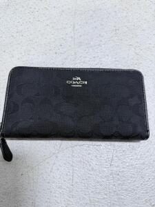 Coach Accordion Zip Wallet, Black, Signature Canvas & Leather