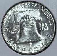 (1) 1956 MS63 Silver Mint State Franklin Half Dollar - 3