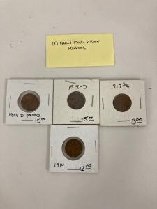 (4) Early 1900's Wheat Pennies