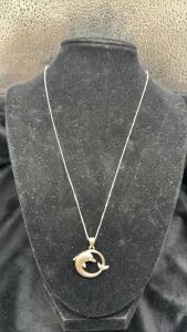 Stamped 10k Necklace W/ Stamped 925 Silver Dolphin Pendant
