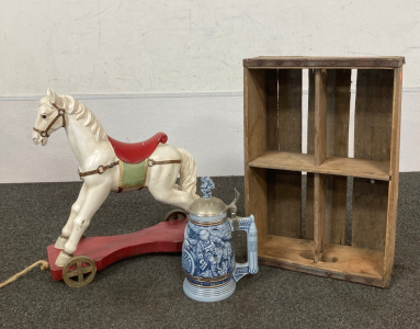 Wood Shelf, Space Stein, & Horse on Wheels