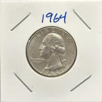 (3) 1962 & 1964 Washington Quarters, U.S. Mint, 90% Silver - 3