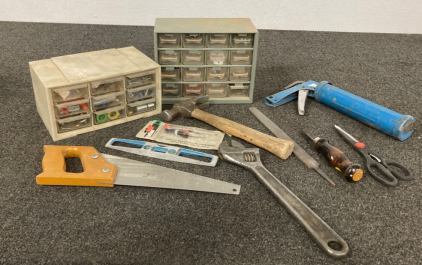 Assorted Hardware in Organizer & Hand Tools