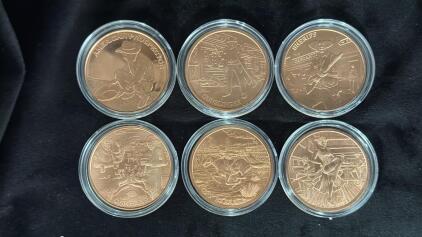 (6) Wild West Series 1oz. .999 Fine Copper Coins