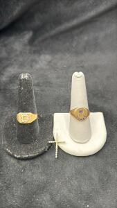 (1) Stamped 14k Ring , Stamped 10k Ring , Stamped 14k Cross Pendant