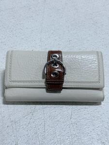 Coach Leather Bi-fold Wallet, White and Brown, 8 Card Slots