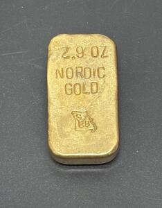 Nordic Gold Bar 2.9 oz, Alloy of Copper, Aluminum, Zinc, Tin