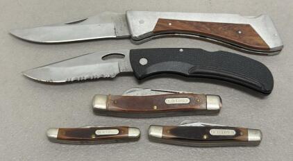 Gerber 450 & Sharp 300 Folding Knives, Old Timer Pocket Knives Set