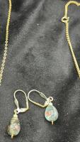 Costume Jewelry (5) Gold Toned Necklaces W/Stone Pendants (4) Earrings - 3