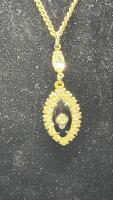 Costume Jewelry (5) Gold Toned Necklaces W/Stone Pendants (4) Earrings - 11