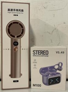 Stereo Wireless Bluetooth Headphones & High Speed Handy Fan