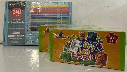 Kalour 240 Pcs Colored Pencils & (2) 60 Color Air Dry Clay Kits
