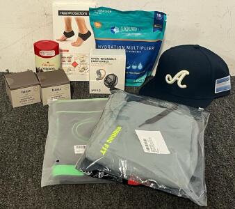 Open Wearable Wireless Earphones, 2-In-1 Mens Running Shorts (XL), (2) Pcs Knee Braces, Argentina Soccer Hat & More
