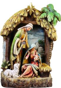 Napco Imports Holy Family in Creche Stable Nativity 11 x 15 Inch Resin Tabletop Figurine & NYC Wall Art 16"x24"