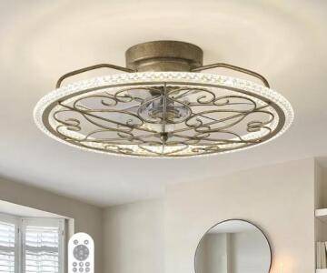 20&rdquo; Decorative Flush Mount Bladeless Ceiling Fan (Vintage Silver)