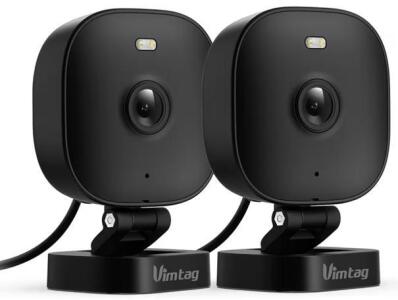 (2) Vimtag Security Cameras Outdoor 2.5K, 2.4G/5G Smart Wi-Fi, Color Night Vision, Motion Activated Spotlight/Siren, IP66,2-Way Audio, Support Cloud/512G SD Card Storage, Wired