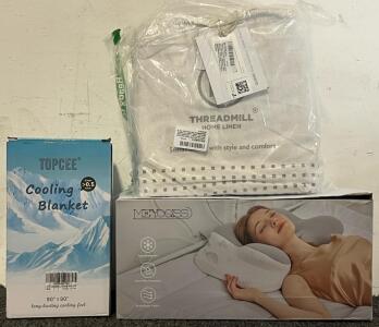 Bedding Including Queen Sheets Set, Queen Cooling Blanket & Cervical Neck Pillow