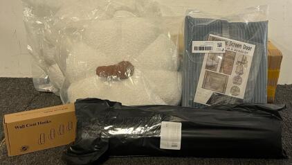 Home Decor & Goods &mdash; Magnetic Screen Door (46&rdquo;x82&rdquo;), Boho Vase, Fall Pillows, (2) Pcs Kitchen Floor Mats & Wall Coat Hooks