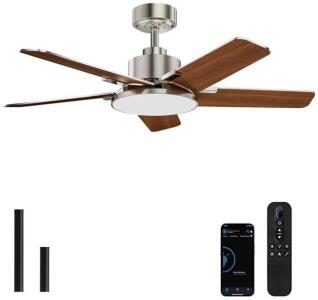 44&rdquo; Ceiling Fan W/ Light &mdash; Wood & Silver