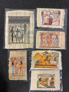 (6) Modern Reproductions Of Ancient Egyptian Scenes On Papyrus
