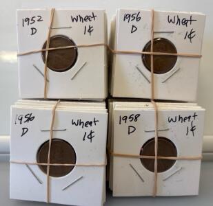 (100) Wheat Cent Pennies 1940s-1950s