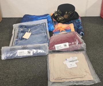 (2) Fleece Blankets, Womans Clothing And Steampunk Tophat